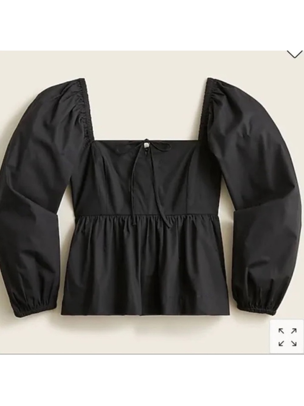 J. Crew Square Neck Cotton Poplin Top Black Size 18